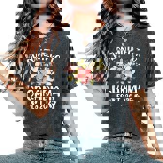 Promoted To Grandma 2025 First Time Nana Floral New Grandma Women's Oversized Comfort T-Shirt - Thegiftio