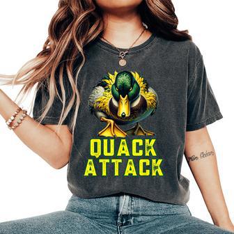 Quack Attack By Angry Green And Yellow Duck Women's Oversized Comfort T-Shirt - Thegiftio UK