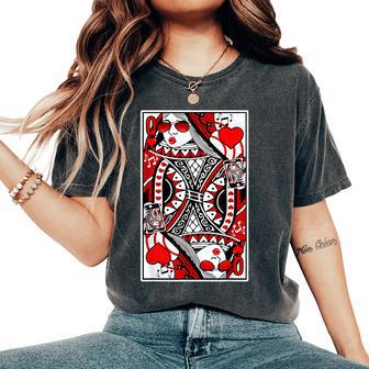 Queen Of Hearts Girls Casino Blackjack Poker Women's Oversized Comfort T-Shirt - Thegiftio UK