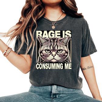 Graphic Rage Is Consuming Me Cat Meme Women's Oversized Comfort T-Shirt - Thegiftio UK