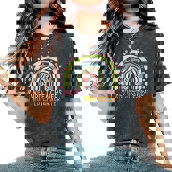 Rainbow Teacher Saying Weird Teachers Build Character Women's Oversized Comfort T-Shirt - Monsterry