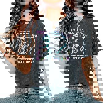 There It Goes My Last Flying F-Ck Tie Dye Skeleton Sarcastic Women's Oversized Comfort T-Shirt | Seseable UK
