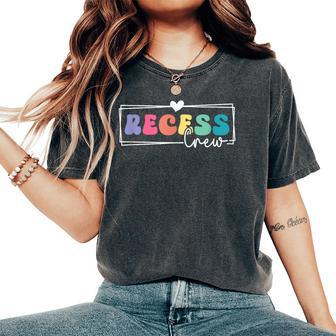 Recess Crew Teachers Students Monitor Back To School Groovy Women's Oversized Comfort T-Shirt - Thegiftio UK