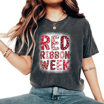 Red Ribbon Week Groovy Red Ribbon Awareness For Men Women's Oversized Comfort T-Shirt - Thegiftio UK
