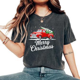 Red Truck Merry Chrirstmas Pajamas Xmas Family Women's Oversized Comfort T-Shirt - Thegiftio UK