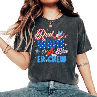 Red White Blue Er Ed Nurse Crew July 4Th Patriotic Women Women's Oversized Comfort T-Shirt - Thegiftio UK
