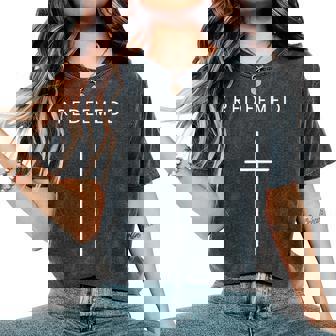 Redeemed Cross Minimalist Christian Religious Jesus Women's Oversized Comfort T-Shirt - Thegiftio UK