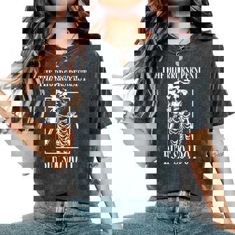 Retro The Horrors Persist But So Do I Humor Skeleton Coffee Women's Oversized Comfort T-Shirt - Monsterry