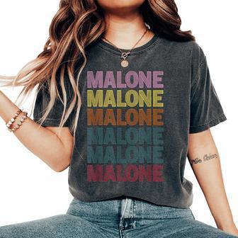 Retro Rainbow Malone Pattern Women's Oversized Comfort T-Shirt - Thegiftio UK
