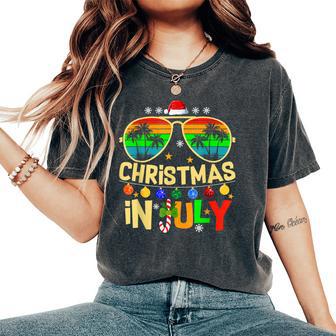 Santa Claus Sunglasses Beach Christmas In July Kid Women's Oversized Comfort T-Shirt - Thegiftio UK