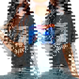 Santorini Grecia Pitturaiaggio Souvenir Per Uomini Donne Bambini T-shirt comoda oversize da donna - Novitaregali