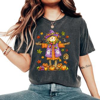 Scarecrow Autumn Fall Season Pumpkin Thanksgiving Halloween Women's Oversized Comfort T-Shirt - Thegiftio UK