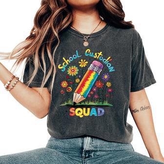 School Custodian Squad Flower Pencil Colors Women's Oversized Comfort T-Shirt - Thegiftio UK