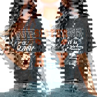 Sister Of The Birthday Boy Football Party Family Matching Women's Oversized Comfort T-Shirt - Thegiftio