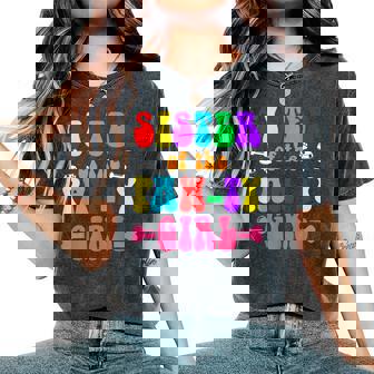 Sister Of The Paw-Ty Girl Dog Family Matching Party Groovy Women's Oversized Comfort T-Shirt | Seseable UK