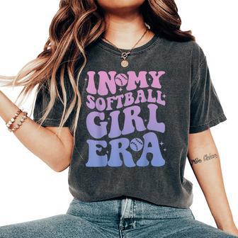 In My Softball Girl Era Retro Groovy Softball Girl Women's Oversized Comfort T-Shirt - Thegiftio UK