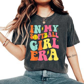 In My Softball Girl Era Retro Groovy Softball Girl Women's Oversized Comfort T-Shirt - Thegiftio UK