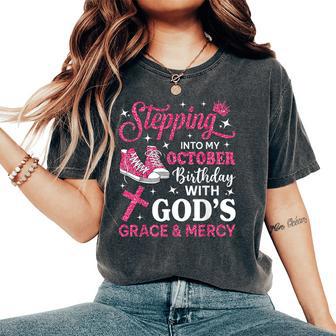 Stepping Into My October Birthday Girl Pink Sneakers Women's Oversized Comfort T-Shirt - Thegiftio UK