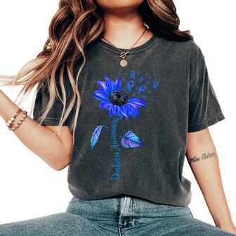 Sunflower Diabetes Awareness Support Blue Ribbon T1d Type 1 Women's Oversized Comfort T-Shirt - Thegiftio UK