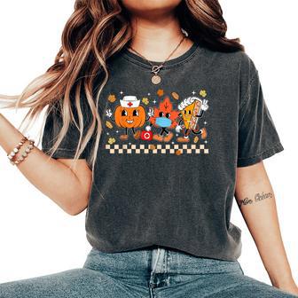 Thanksgiving Fall Thankful Nurse Pumpkin Pie Nursing Student Women's Oversized Comfort T-Shirt - Thegiftio UK
