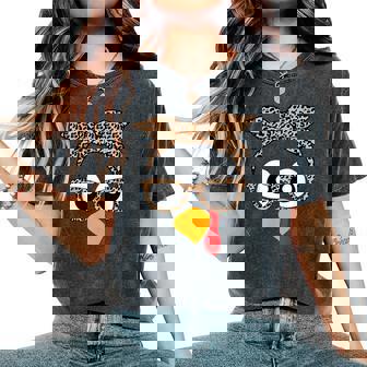 Turkey Face Leopard Headband Womens Thanksgiving Pilgrim Women's Oversized Comfort Colors T-Shirt - Monsterry