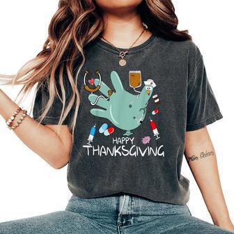 Turkey Glove Nurse Happy Thanksgiving Gobble Gobble Nurse Women's Oversized Comfort T-Shirt - Thegiftio UK