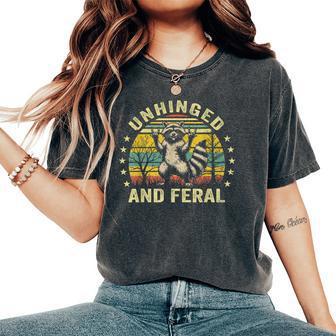 Unhinged And Feral Raccoon Cute Feral Girl Racoon Lover Women's Oversized Comfort T-Shirt - Thegiftio UK