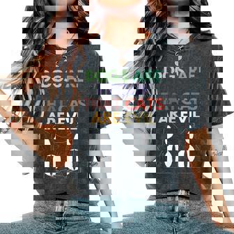 Vintage Dogs Are Proof Cats Are Evil Dog Cat Lovers Women's Oversized Comfort Colors T-Shirt - Monsterry