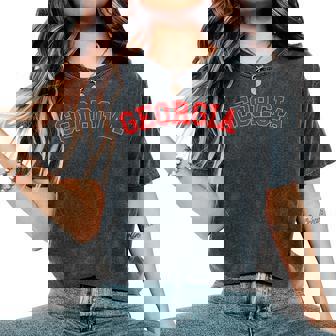 Vintage Georgia Ga Varsity Style Sports Women's Oversized Comfort T-Shirt | Seseable FR