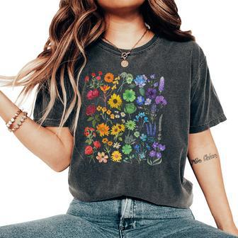 Vintage Wildflower Lgbtq Floral Rainbow Flower Pride Lgbt Women's Oversized Comfort T-Shirt - Monsterry CA