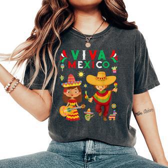 Viva Mexico Boy Girl Maracas Guitar Mexican Independence Kid Women's Oversized Comfort T-Shirt - Thegiftio UK