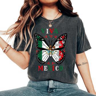 Viva Mexico Mexican Independence Day Butterfly Flag Mexico Women's Oversized Comfort T-Shirt - Thegiftio UK