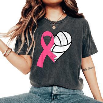 Volleyball Breast Cancer Awareness Month Pink Ribbon Women Women's Oversized Comfort T-Shirt - Thegiftio UK