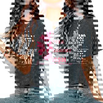 I Wear Pink In Memory Of My Mom Breast Cancer Pink Ribbon Women's Oversized Comfort T-Shirt - Monsterry