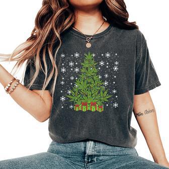 Weed Christmas Tree Xmas Cannabis 420 Pot Women Women's Oversized Comfort T-Shirt - Thegiftio UK
