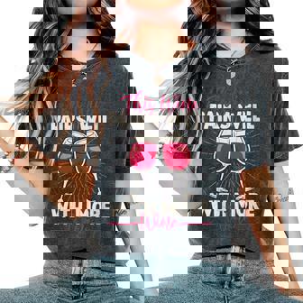 Wine Pairs Well With More Wine Fun Drinking Drinker Graphic Women's Oversized Comfort T-Shirt - Seseable