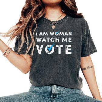 I Am Woman Watch Me Vote Vintage Women's Oversized Comfort T-Shirt - Thegiftio UK