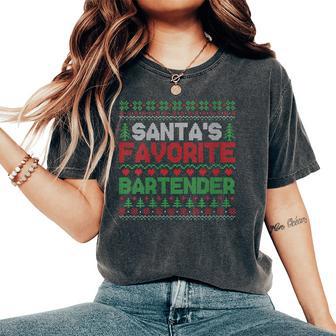 Xmas Santa's Favorite Bartender Ugly Christmas Sweater Women's Oversized Comfort T-Shirt - Thegiftio UK