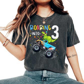 Youth 3Rd Birthday T Rex Dinosaur Monster Truck Boys And Girls Women's Oversized Comfort T-Shirt - Thegiftio UK