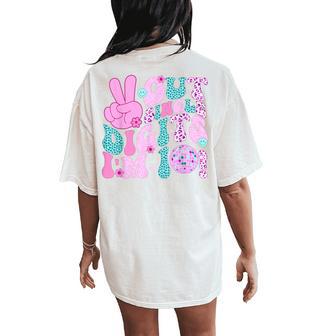 10 Year Old Girl Birthday Groovy Peace Out Single Digits Women's Oversized Comfort T-Shirt Back Print - Thegiftio UK
