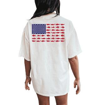 American Flag Bass Fishing Kid Boy Youth Patriotic Women's Oversized Comfort T-Shirt Back Print - Thegiftio UK