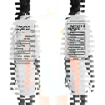 Appetizers Nutrition Food Facts Thanksgiving Costume Women's Oversized Comfort T-Shirt Back Print - Monsterry