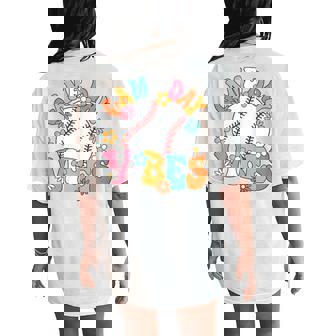 Baseball Game Day Baseball Player Groovy Girls Women's Oversized Comfort T-Shirt Back Print - Monsterry