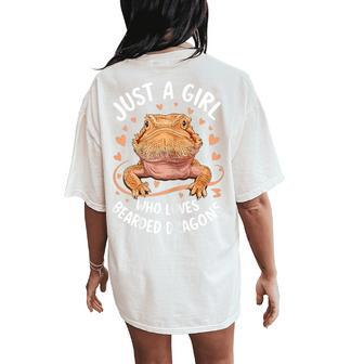 Bearded Dragon Just A Girl Who Loves Bearded Dragon Women's Oversized Comfort T-Shirt Back Print - Thegiftio