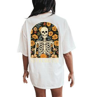 Never Better Skeleton Floral Skull Halloween Men Women's Oversized Comfort T-Shirt Back Print - Thegiftio UK