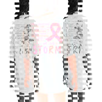 Breast Cancer Ribbon I Am The Storm Survivor Awareness Women Women's Oversized Comfort T-Shirt Back Print - Monsterry