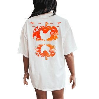 Chicken Silhouette Pumpkin Halloween Chicken Witch Women's Oversized Comfort T-Shirt Back Print - Thegiftio UK