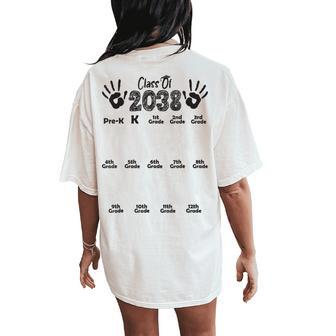 Class Of 2038 Grow With Me Handprint Pre-K 12Th Grade Women's Oversized Comfort T-Shirt Back Print - Thegiftio UK