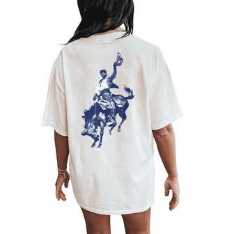 Cowboy Rodeo Horse Western Country Vintage Bronco Riding Women's Oversized Comfort T-Shirt Back Print - Thegiftio