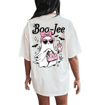 Cute Boo Jee Ghost Halloween Bandana Ghost Coffee Womens Women's Oversized Comfort T-Shirt Back Print - Thegiftio UK